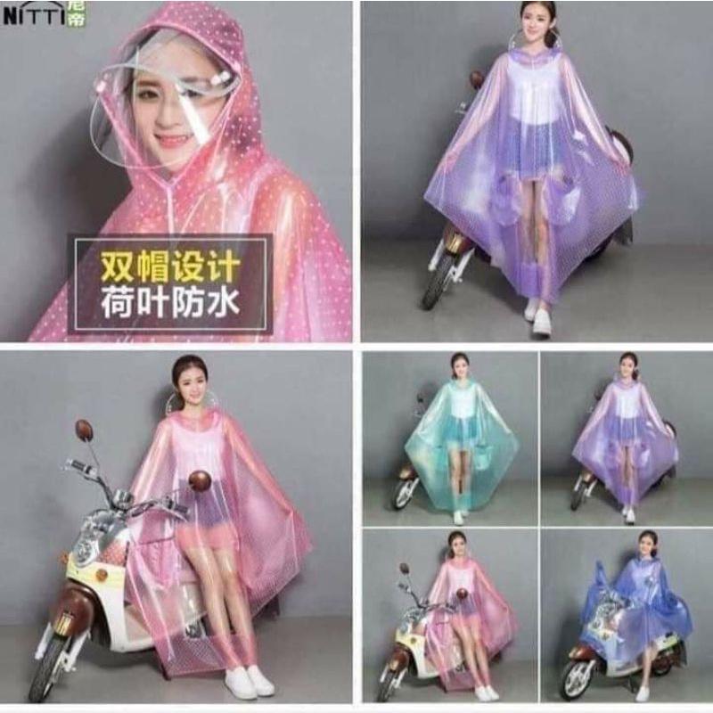 Áo mưa chấm bi siêu dai loại xịn 2 đầu