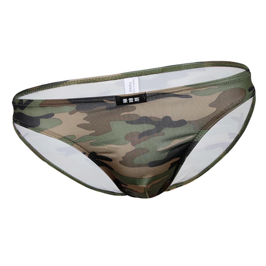 Men's Comfy Breathable Low Rise Elastic Camouflage Briefs Underwear Shorts