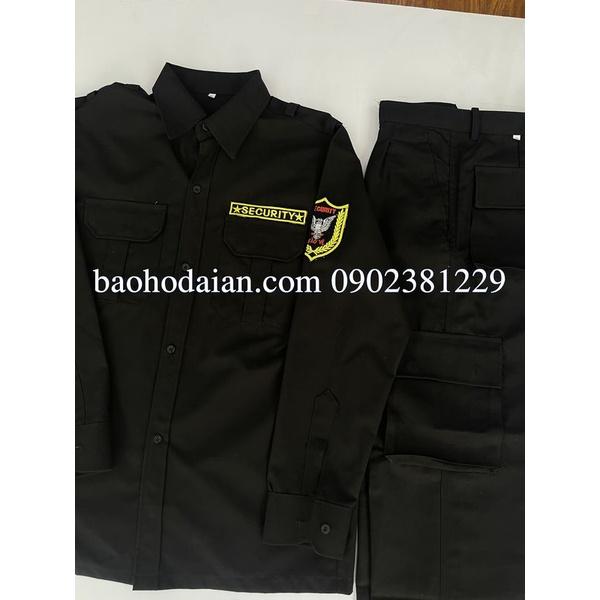 Quần áo vệ sĩ dài tay vải màu đen có logo vai + ngực