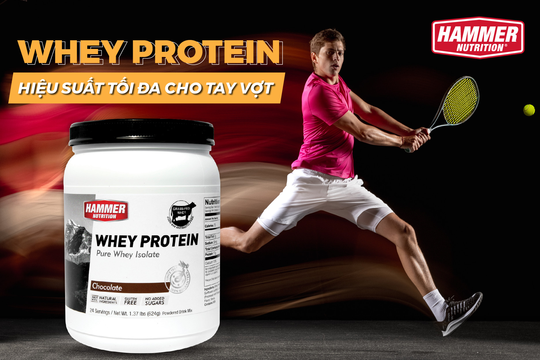 Sữa Whey Protein Hammer Nutrition 24 serving - Whey Isolate duy trì và phục hồi cơ nhanh chóng