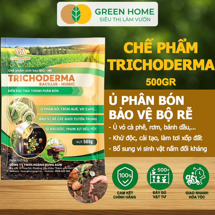 Nấm Đối Kháng Trichoderma GreenHome, Bao 500gr, Ủ Phân Hữu Cơ, Ủ Rác, Khử Mùi Hôi, Cải Tạo Đất
