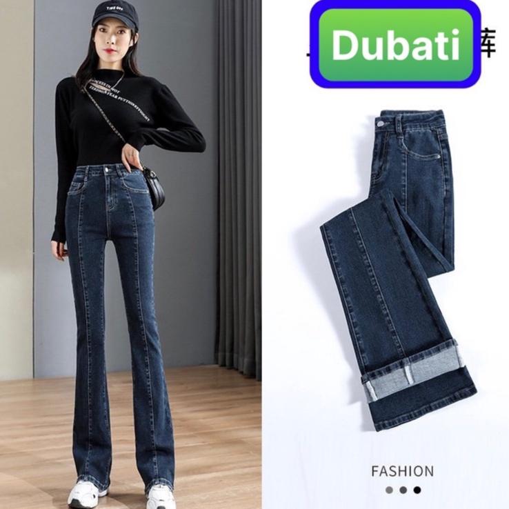 QUẦN JEAN NỮ CHẤT BÒ ỐNG LOE DÁNG DÀI DẬP GÂN LƯNG CAO NÂNG MÔNG DÁNG CAO NGỌC NGÀ HOT TREND MÙA HÈ - DUBATI FASHIO