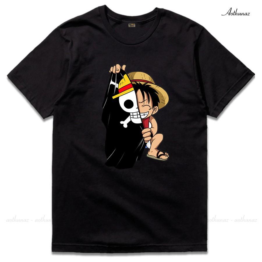 Hình ảnh Áo thun One Piece màu đen in hình Luffy đẹp giá rẻ