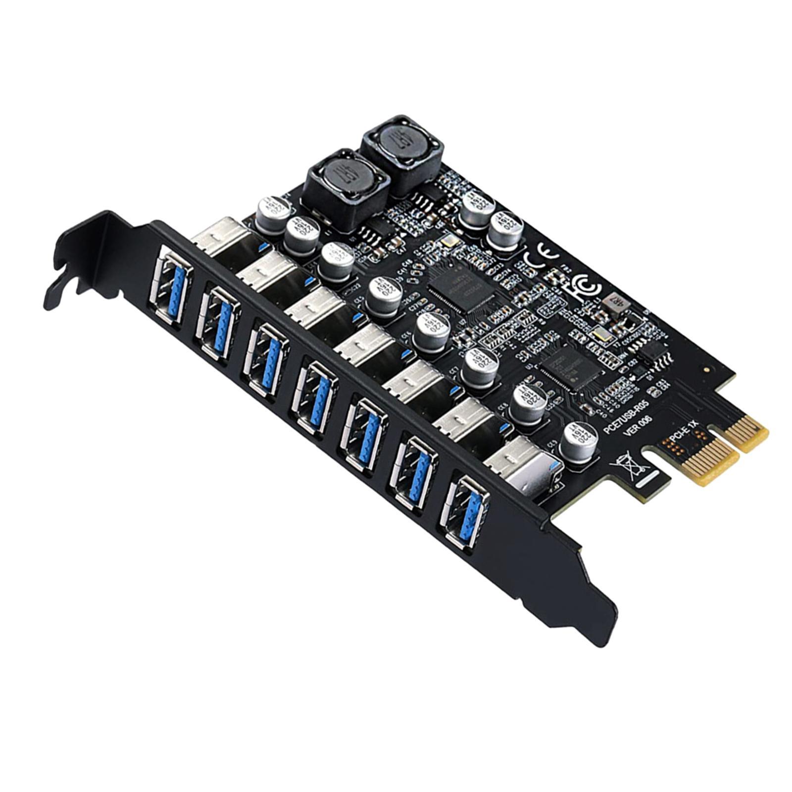 PCIe 7 Ports USB 3.0 Expansion Card Desktop PC Computer Converter Third Generation Master Control