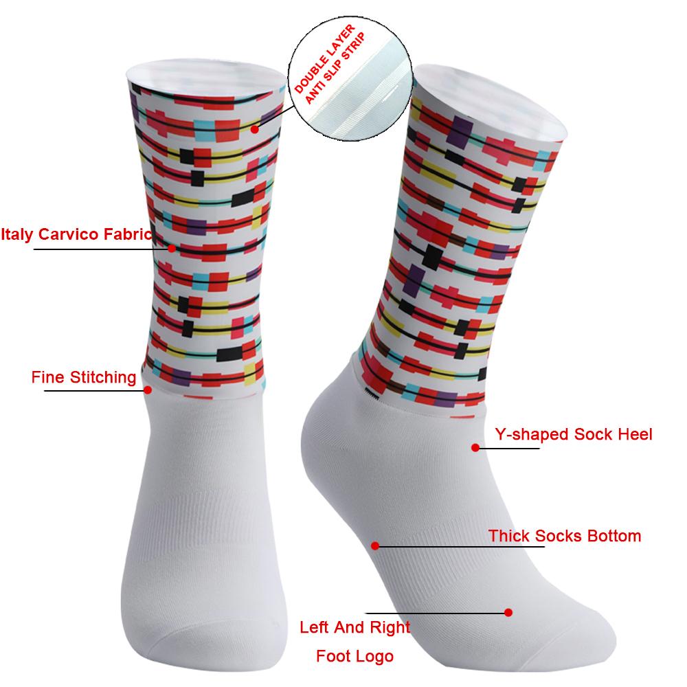 Chống Trượt Silicone Mùa Hè Aero Tất Whiteline Đi Xe Đạp Tất Nam Xe Đạp Thể Thao Tất Chạy Bộ Xe Đạp Tất Color: 3-2 Size: m 39-45