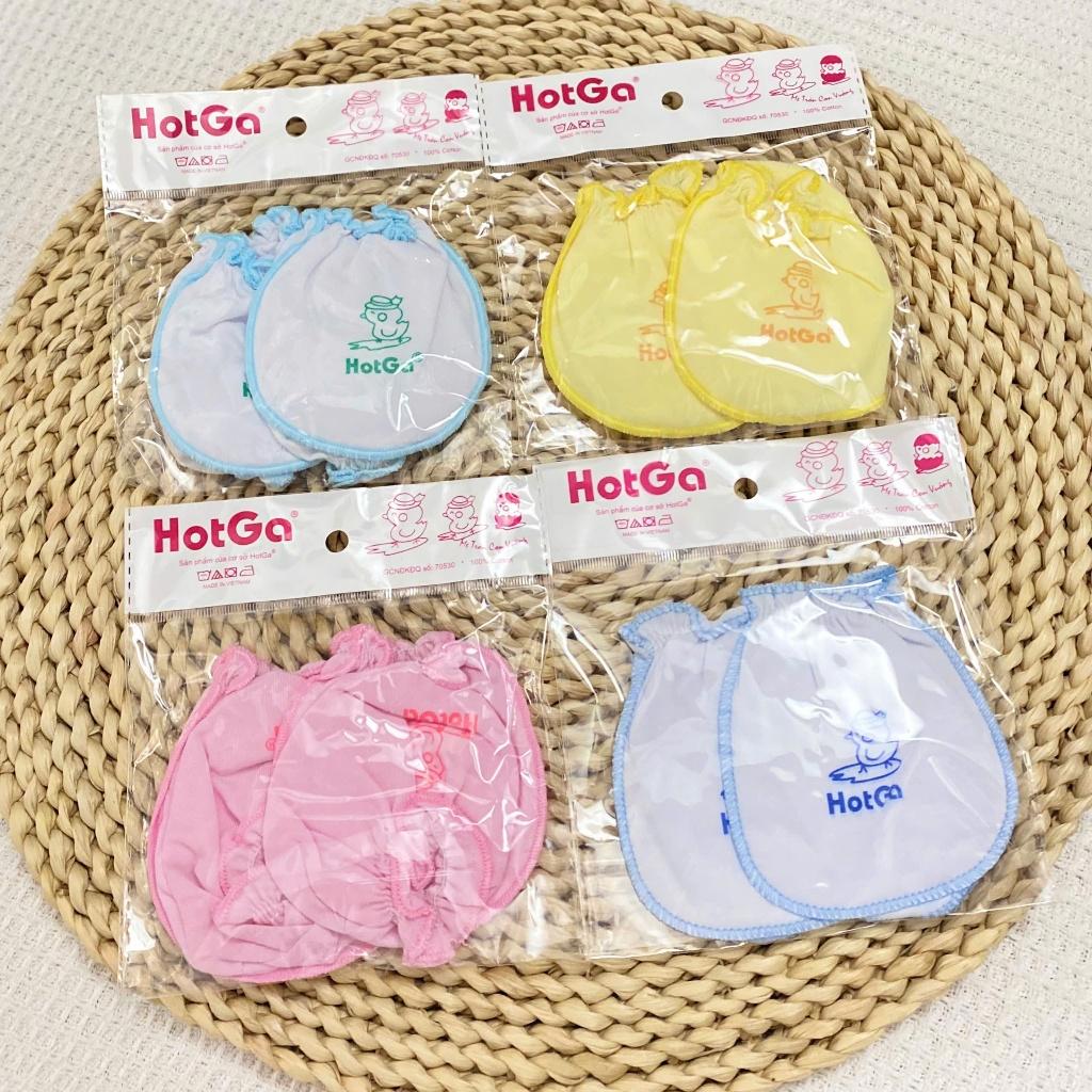 Set Bao Tay Bao Chân Sơ Sinh Cotton Viền Thun Mềm Cho Bé - HotGa - Màu Xanh Ngọc, Màu Xanh Ngọc