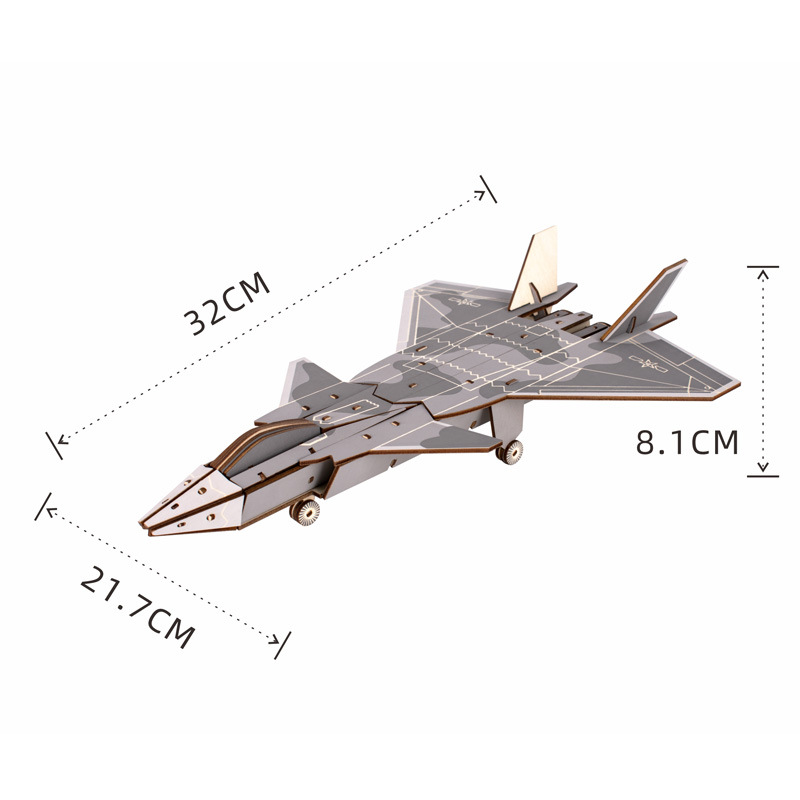 Đồ chơi lắp ghép gỗ 3D Mô hình Máy bay chiến đấu J-20 Laser HC04