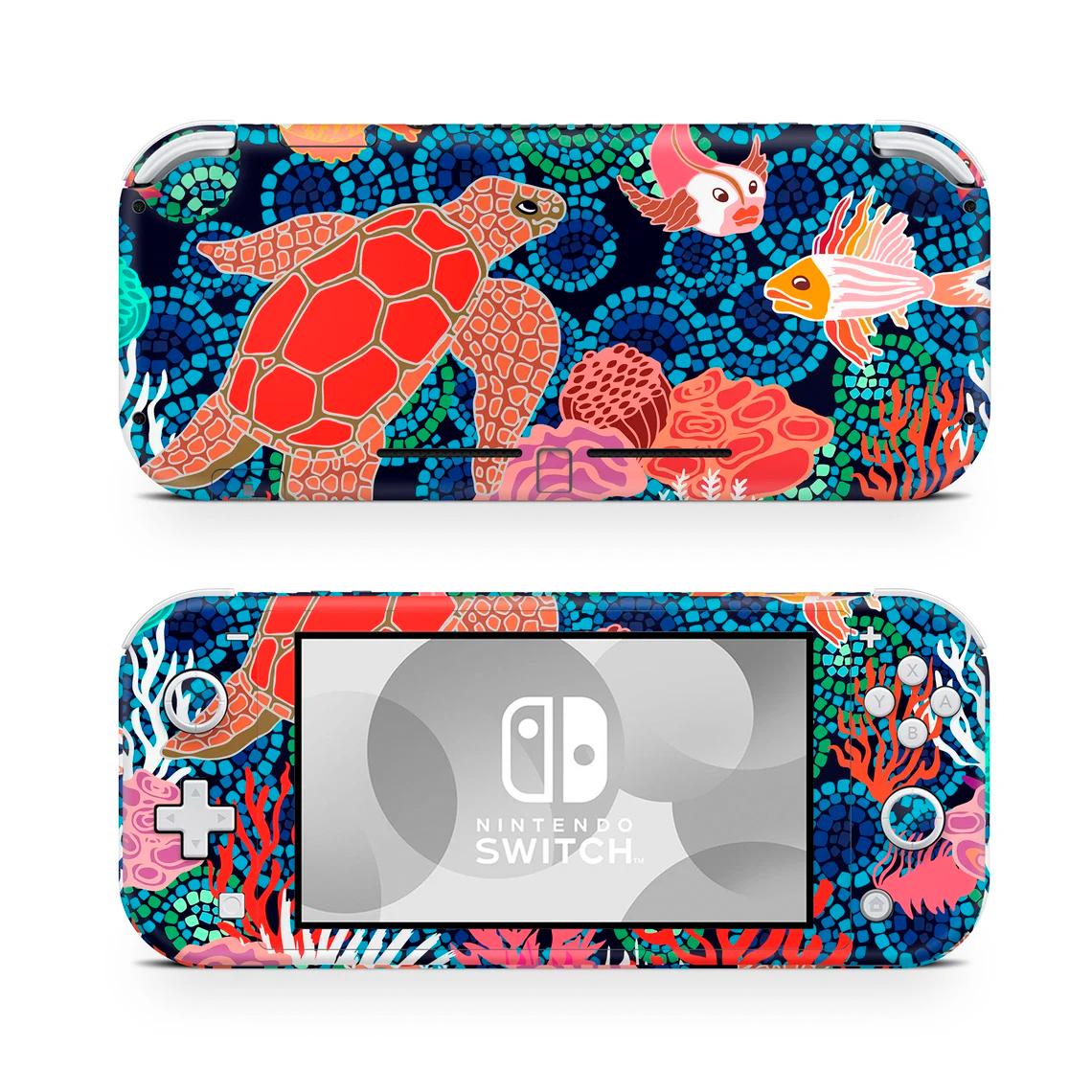 Skin decal dán Nintendo Switch Lite mẫu Rùa biển (dễ dán, đã cắt sẵn)