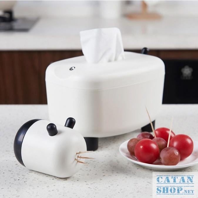 Hộp Đựng Khăn Giấy Hình Bò Sữa Đáng Yêu Kiêm Để Tăm Tiện Lợi 2in1 GD538-BoSua2in1
