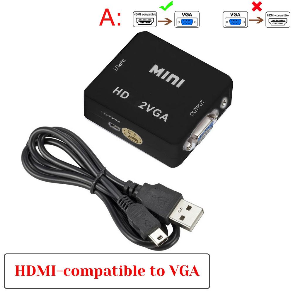 HDMI tương thích với bộ chuyển đổi bộ chuyển đổi VGA cho máy tính xách tay Xbox360 DVD PS3 PC HD 1080p Video Audio Box Converter cho máy chiếu hộp TV