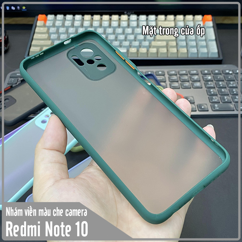 Ốp lưng cho Xiaomi Redmi Note 10 nhám viền màu che camera