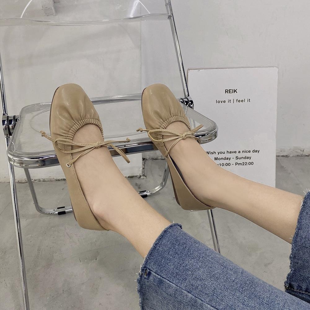 Giày Sandal Đế Bằng Đính Nơ Xinh Xắn Dành Cho Nữ