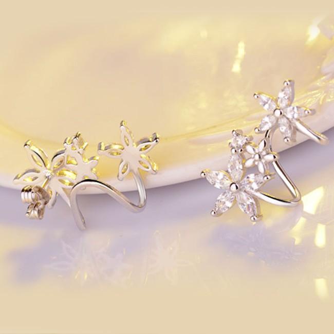 Bông tai hoa đôi nạm đá zircon BHBT278