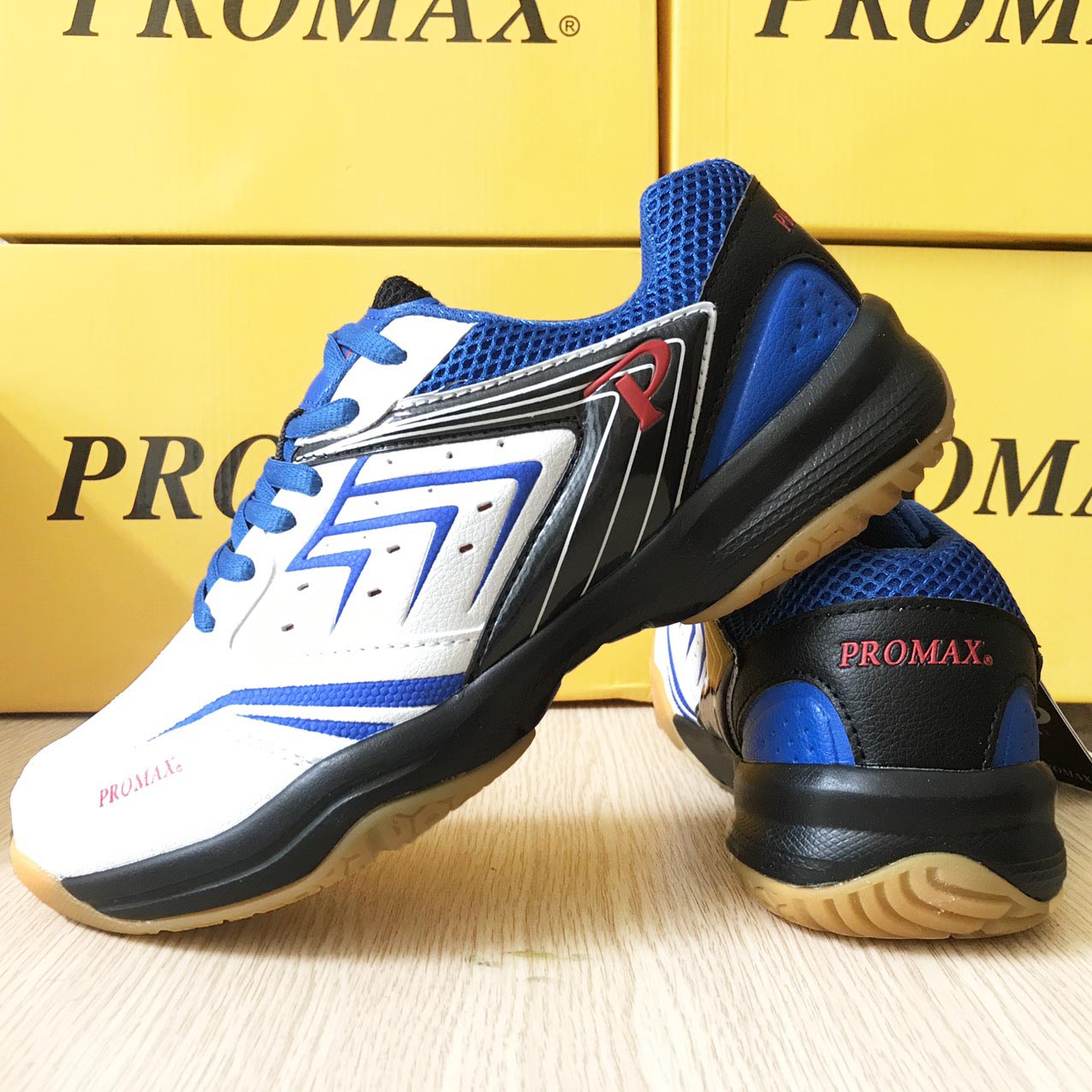 [MẪU MỚI] Giày promax PR19003 cao cấp thích hợp cho nam và nữ chơi thể thao bóng chuyền, cầu lông, bóng bàn, màu trắng xanh