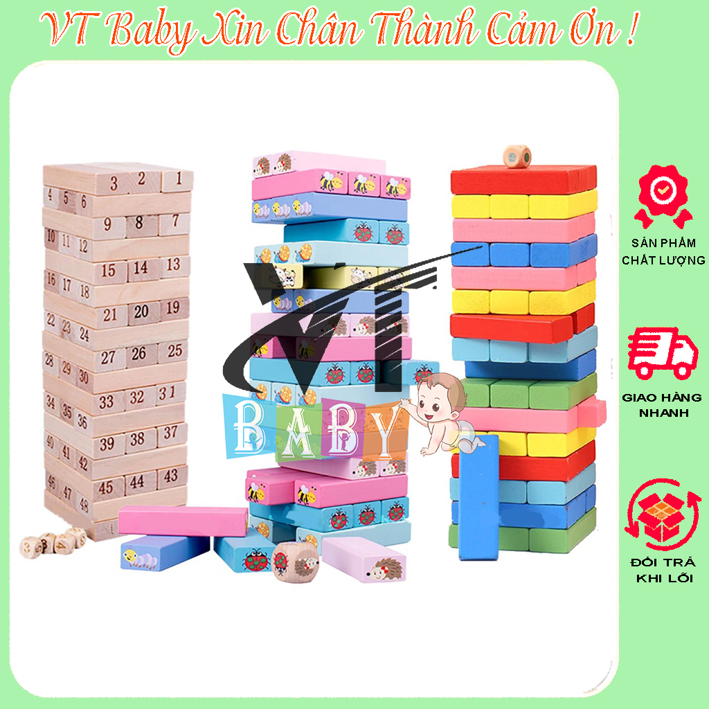 Bộ Đồ Chơi Rút Gỗ Số - Màu - Hình Động Vật Cao Cấp Cho Bé