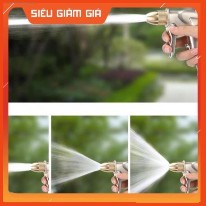 Bộ dây vòi xịt nước rửa xe, tưới cây . tăng áp 3 lần, loại 15m 206701 đầu đồng,cút,nối đen+ tặng đai