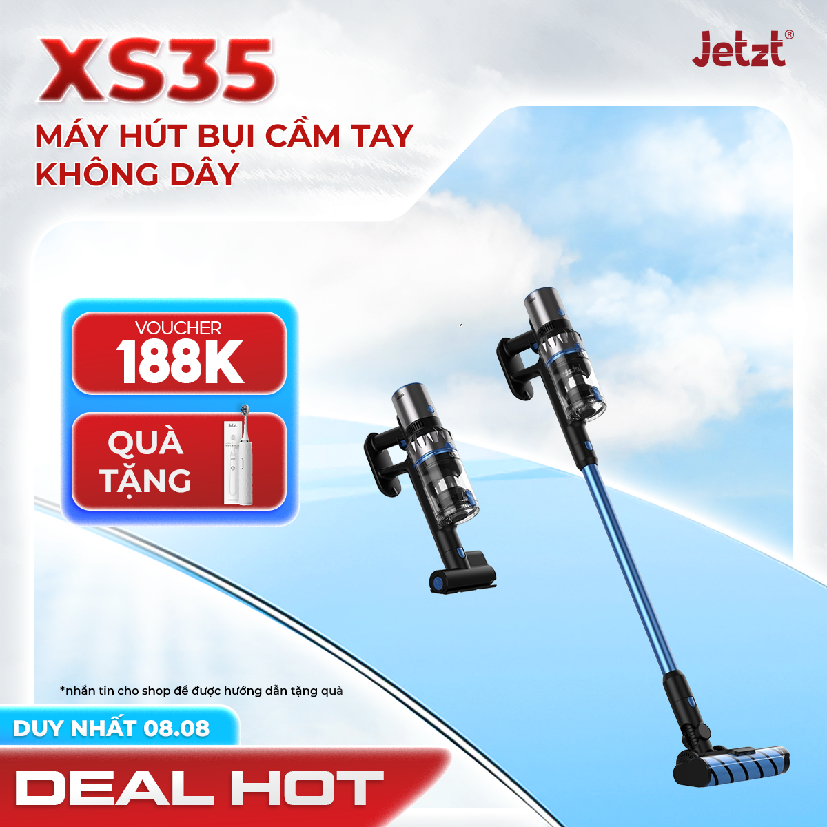 Máy hút bụi cầm tay không dây đa năng công nghệ mới 4in1 JETZT XS35, hàng chính hãng