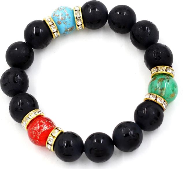 Vòng tay chuỗi hạt thạch anh đen khắc Phật chú 14 ly MSA132