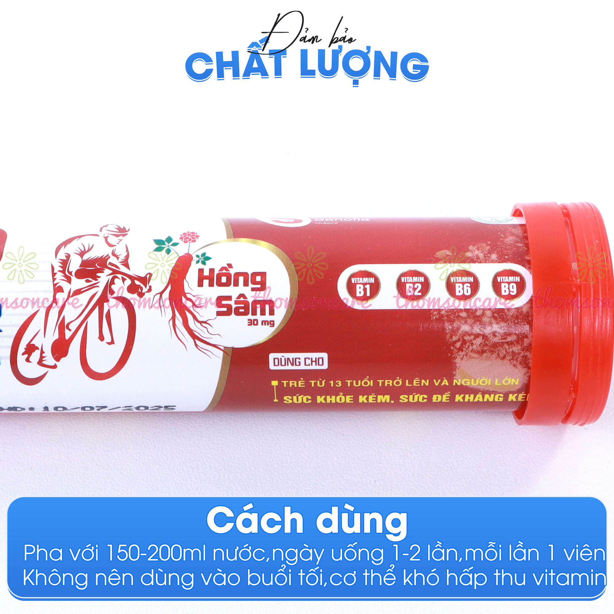 Viên sủi bổ sung vitamin C Sano Stronger Sanofia - giúp tăng cường sức khỏe, tăng đề kháng , giảm mệt mỏi từ hồng sâm - Tuýp 20 viên Thomsoncare