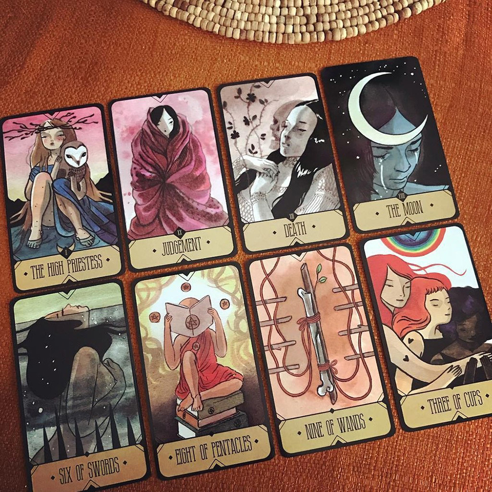 [Mạ Cạnh Size Gốc] Bài Tarot  The Sasuraibito  Hộp Cứng Cao Cấp 78 Lá Bài Mạ Vàng Size Gốc Đá Thanh Tẩy