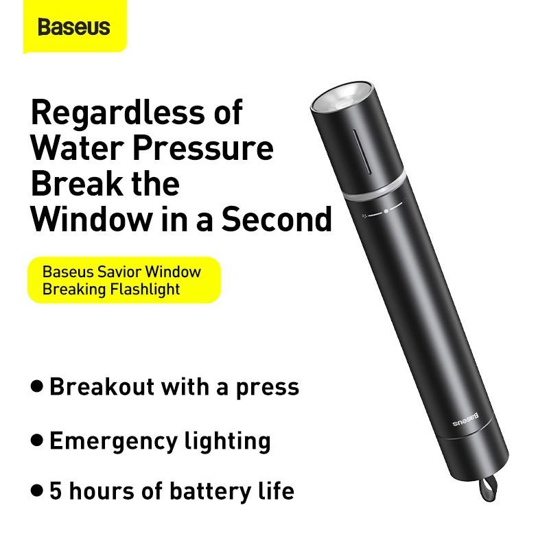 Búa thoát hiểm ô tô phá kính và đèn pin LED Baseus Savior Window Breaking Flashlight (CRSFH-B01)- Hàng chính hãng.