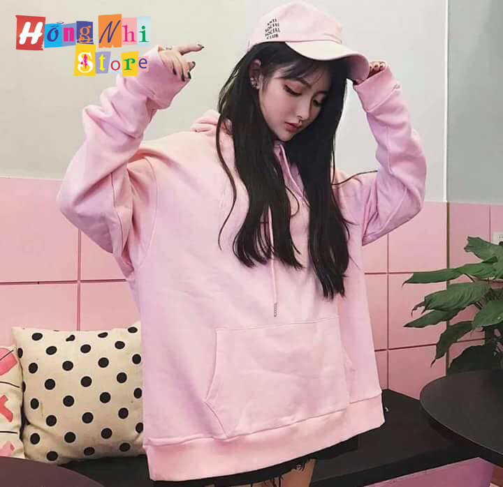 Áo Khoác Hoodie Trơn Ulzzang Unisex Màu Hồng Tươi Chất Nỉ Bông Cao Cấp Dáng Rộng Nam Nữ - MM