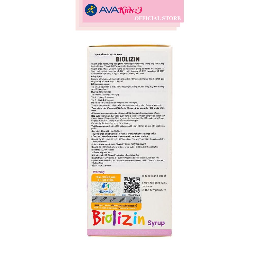 Siro Biolizin tăng cường sức đề kháng 50 ml (từ 3 tháng)