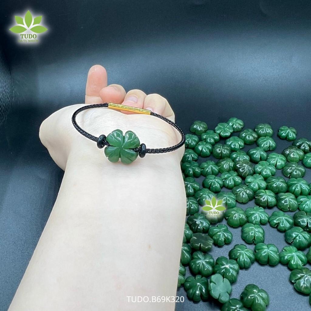 Vòng Tay Nữ Đẹp - Vòng Phong Thủy Đa Mệnh TUDO VDCNB Charm Cỏ 4 Lá May Mắn, Dây Cáp Chốt Bấm B69K320