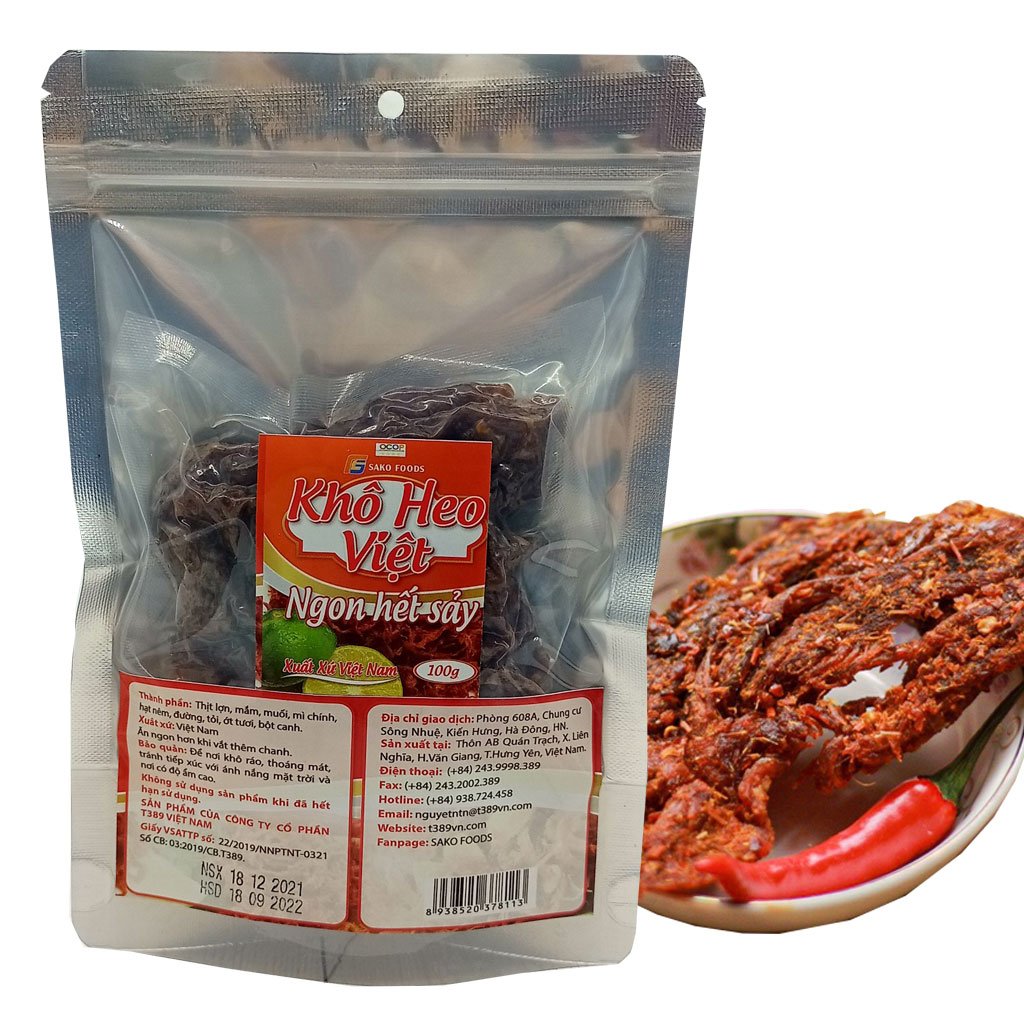 Khô Heo Cháy Tỏi Cao Cấp Sako Foods, An Toàn, Chất Lượng, Khô Heo Giòn Ngon Đậm Vị, Ăn Vặt Ngon Mê Ly – Hàng Chính Hãng