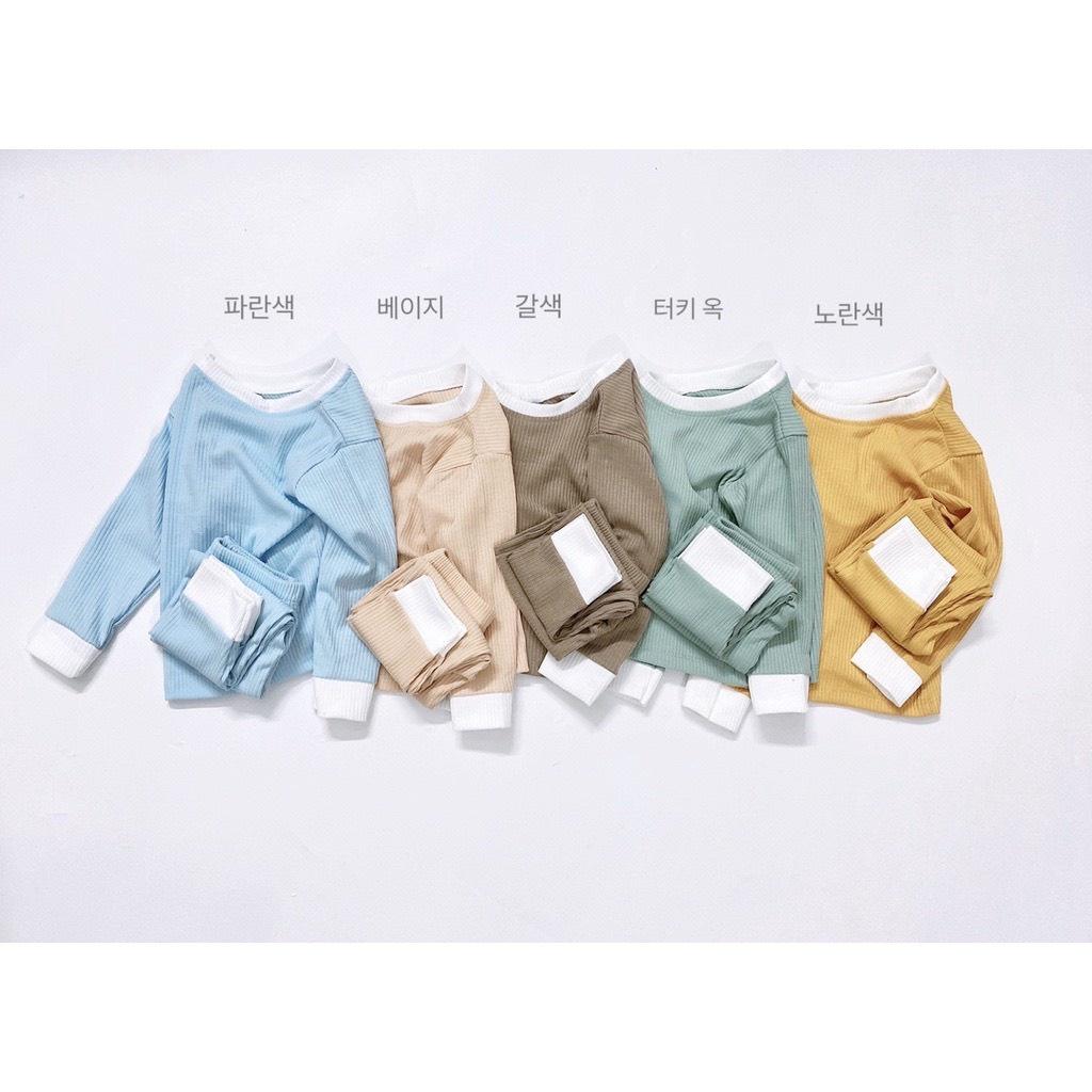 Bộ dài tay thun tăm phối trắng cho bé trai, bé gái cực xinh - MC0176