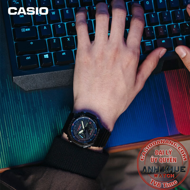 Đồng hồ nam dây nhựa Casio G-Shock chính hãng GA-2100RGB-1ADR (45mm)