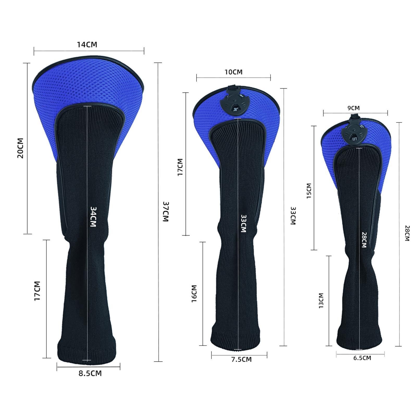 3Pcs Golf Cover Driver Covers Club Headcover Guard Protector Blue