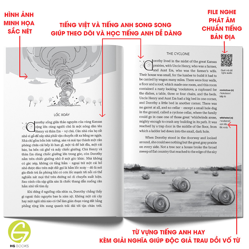 Sách văn học kinh điển -  Tiểu thuyết song ngữ tặng audio và note từ vựng song ngữ - HG Books
