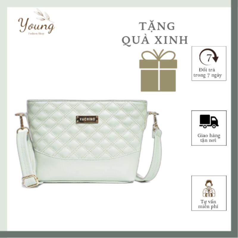 Túi Đeo Chéo Da Nữ VACHINO TX004 cỡ trung, họa tiết hình thoi phối dây da