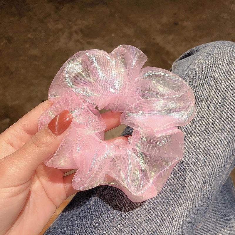 PK737 Scrunchies buộc tóc trơn màu, họa tiết đuôi nàng tiên cá nữ tính thanh lịch