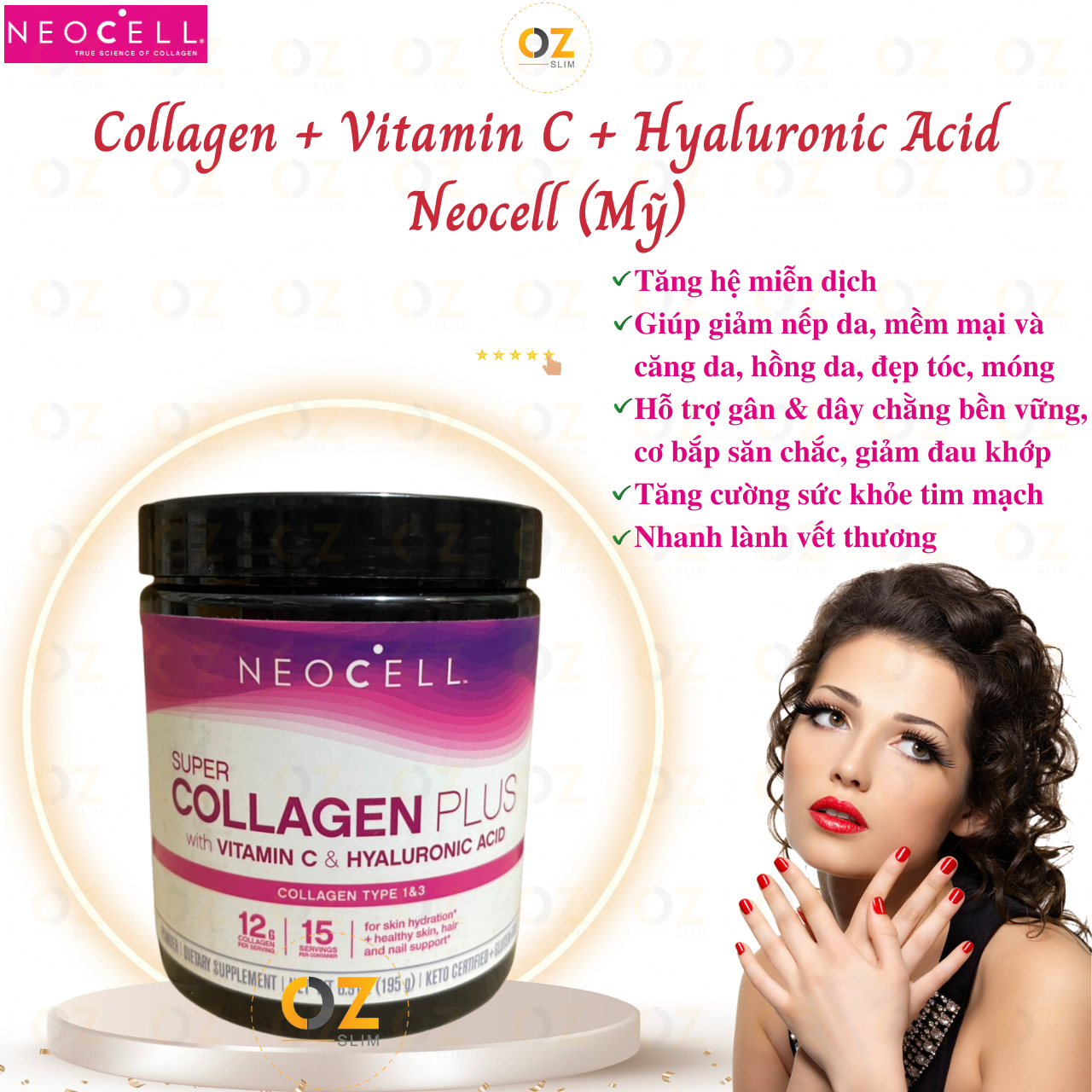 Collagen Neocell Types 1 & 3 giảm nếp nhăn, cải thiện sự trẻ trung của làn da, giúp móng, tóc, xướng khớp chắc khỏe  - OZ Slim Store