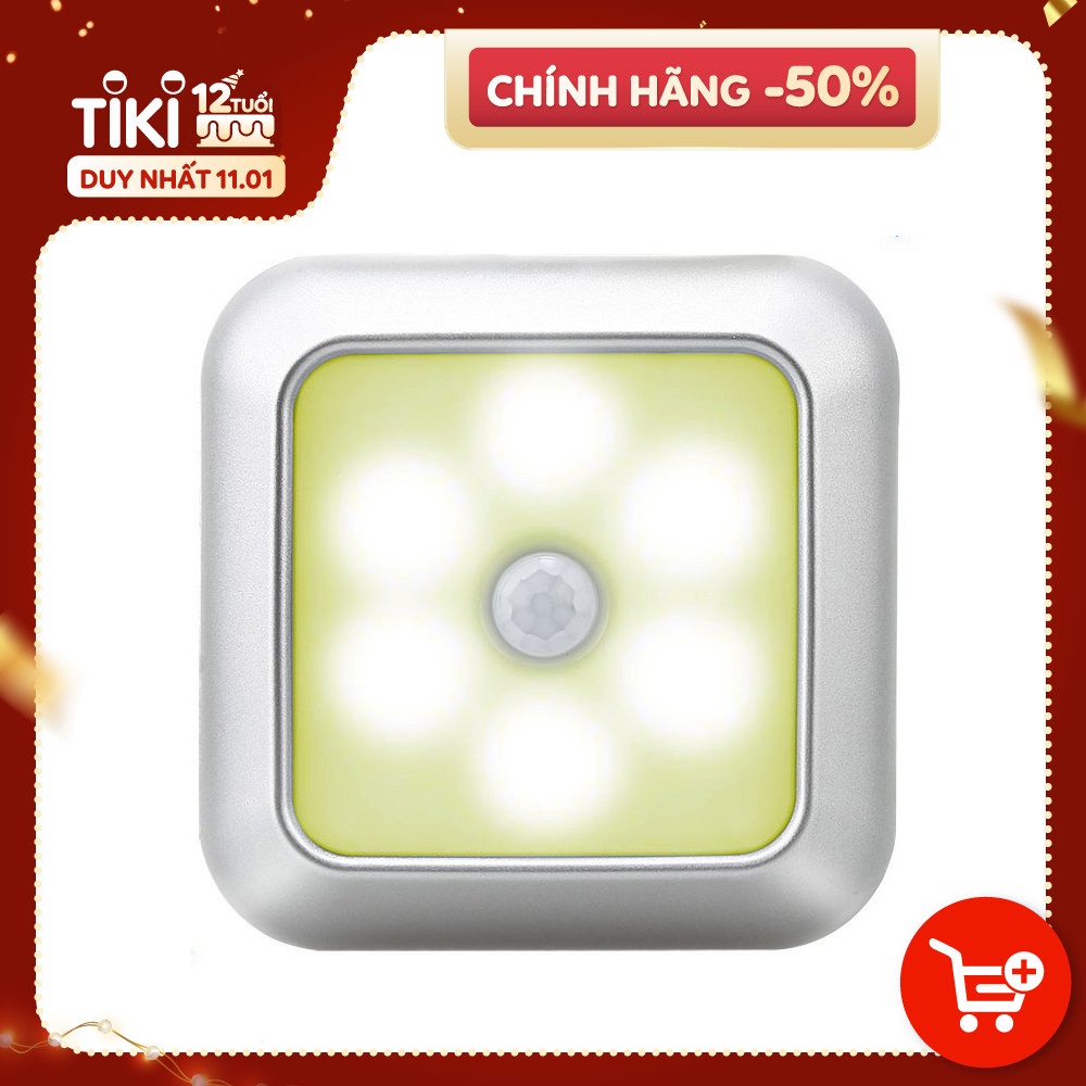 Đèn led cảm ứng dán tủ, tường, hành lang cầu thang tiện lợi V2 (hình vuông) - Cảm ứng hồng ngoại