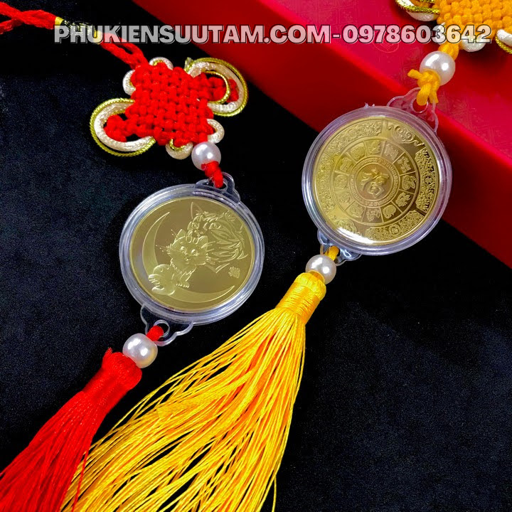Dây Treo Đồng Xu Con Mèo Vàng, kích thước: 33cmx4.5cm, màu vàng - SP005767