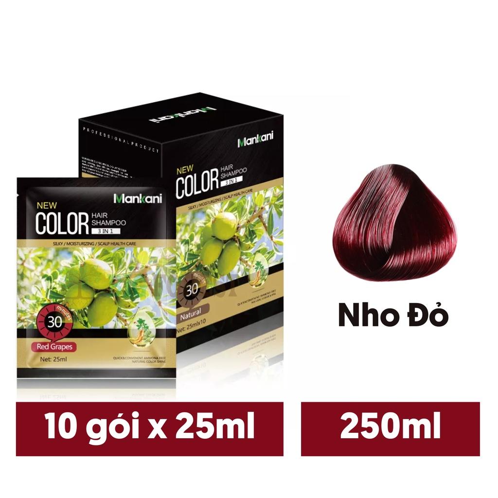 Hộp Dầu Gội Nhuộm Tóc, Thảo Dược Màu Nho Đỏ, Mankani