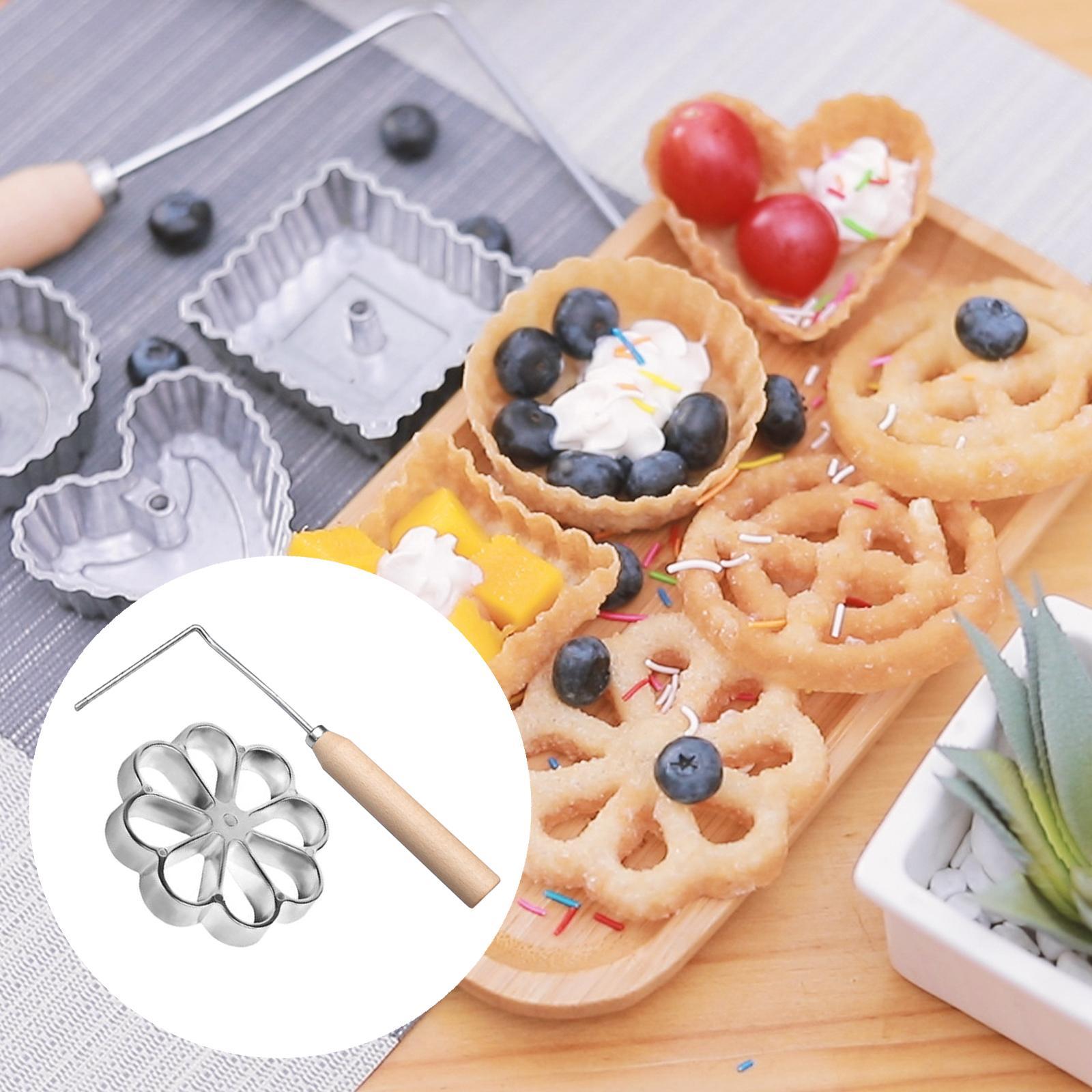 Rosette Iron Set Maker With Handle Waffle Timbale Molds