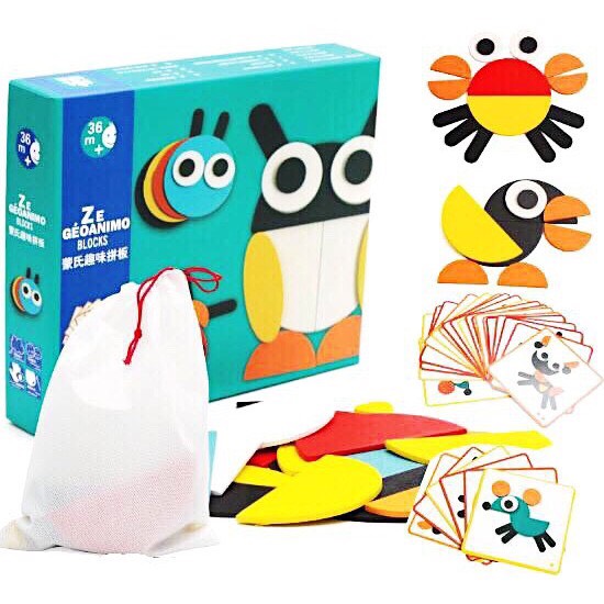 Đồ chơi thông minh bằng gỗ bộ ghép hình khối sáng tạo cho bé