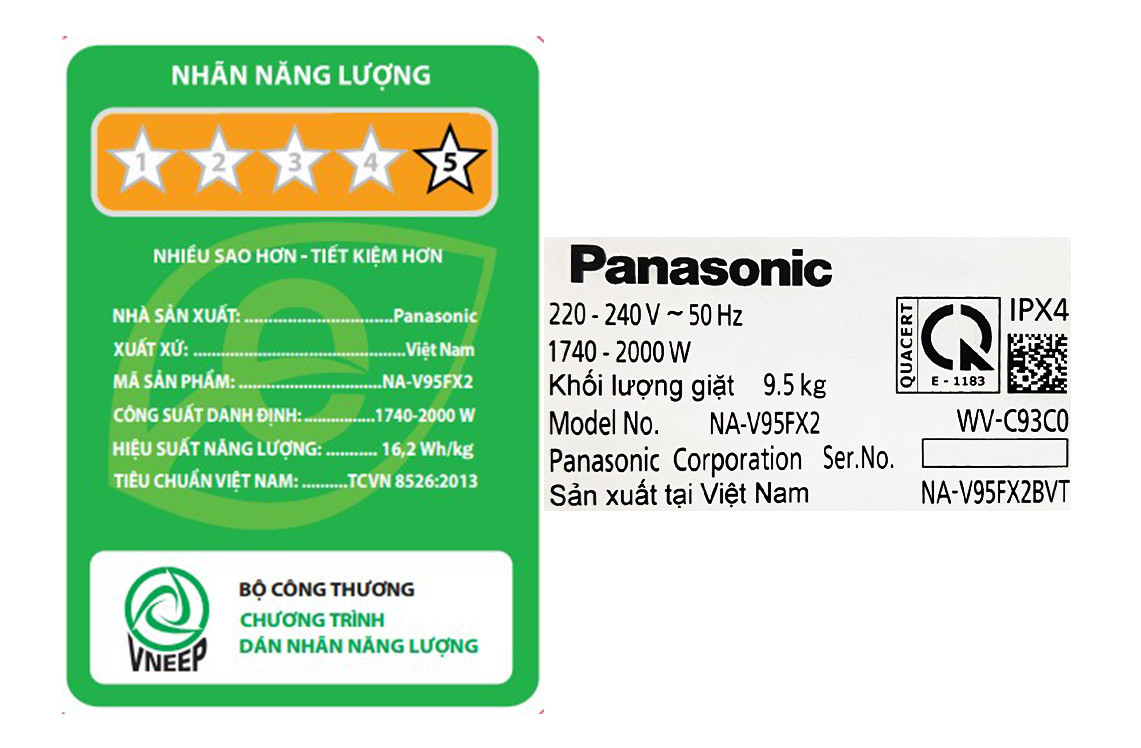 Máy giặt Panasonic Inverter 9.5 Kg NA-V95FX2BVT Mới 2020 - Hàng chính hãng (chỉ giao HCM)