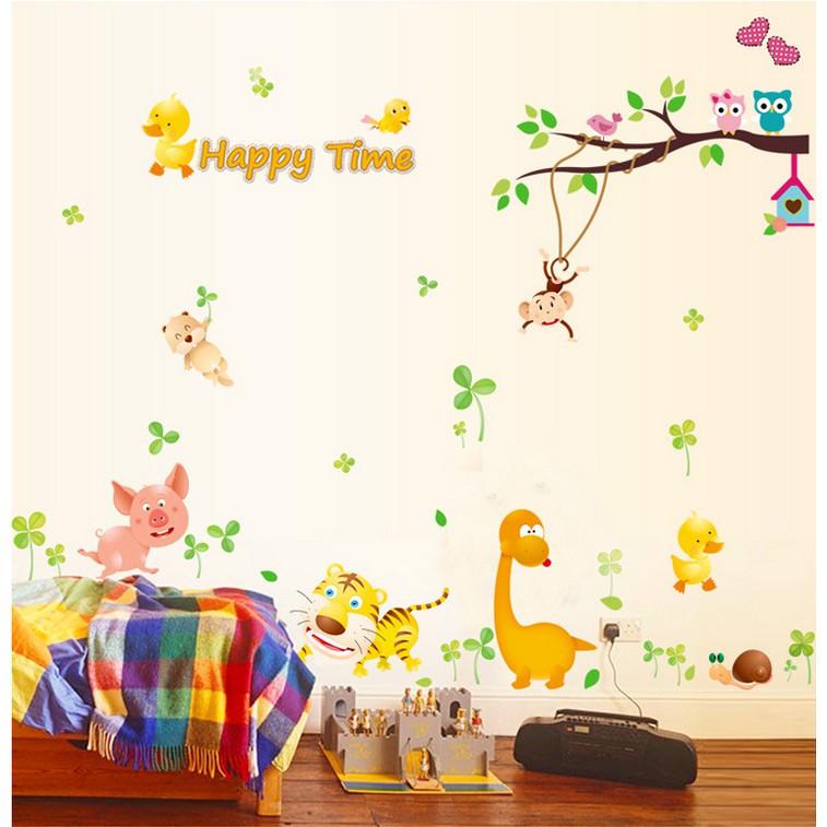 Hình ảnh Sticker Decal dán tường - Happy Time - MJ8019