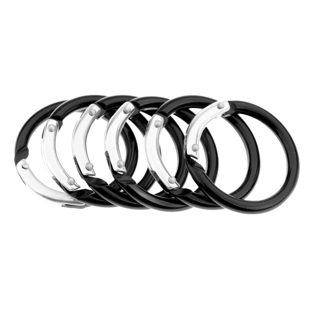 6 Pieces Circle Round Carabiner Hiking Spring Snap Clip Hook Keychain Camping Handbag