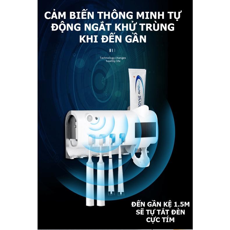 Giá treo bàn chải khử trùng bằng tia cực tím kèm bộ nhả kem đánh răng tiện lợi - VL24
