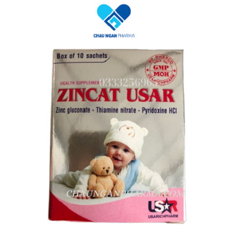 ZINCAT USAR PP.Pharco giúp kích thích ăn ngon miệng Hộp 10 gói x 1g Gói Bột -Châu Ngân Pharma