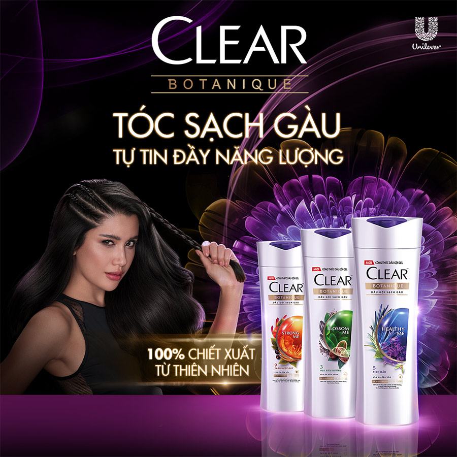 Dầu Gội đầu Clear Botanique 9 Thảo Dược Quý Cho Da Đầu Yếu Với 3X Sức Mạnh Đánh Bay Gàu Nhờn Ngứa 630g