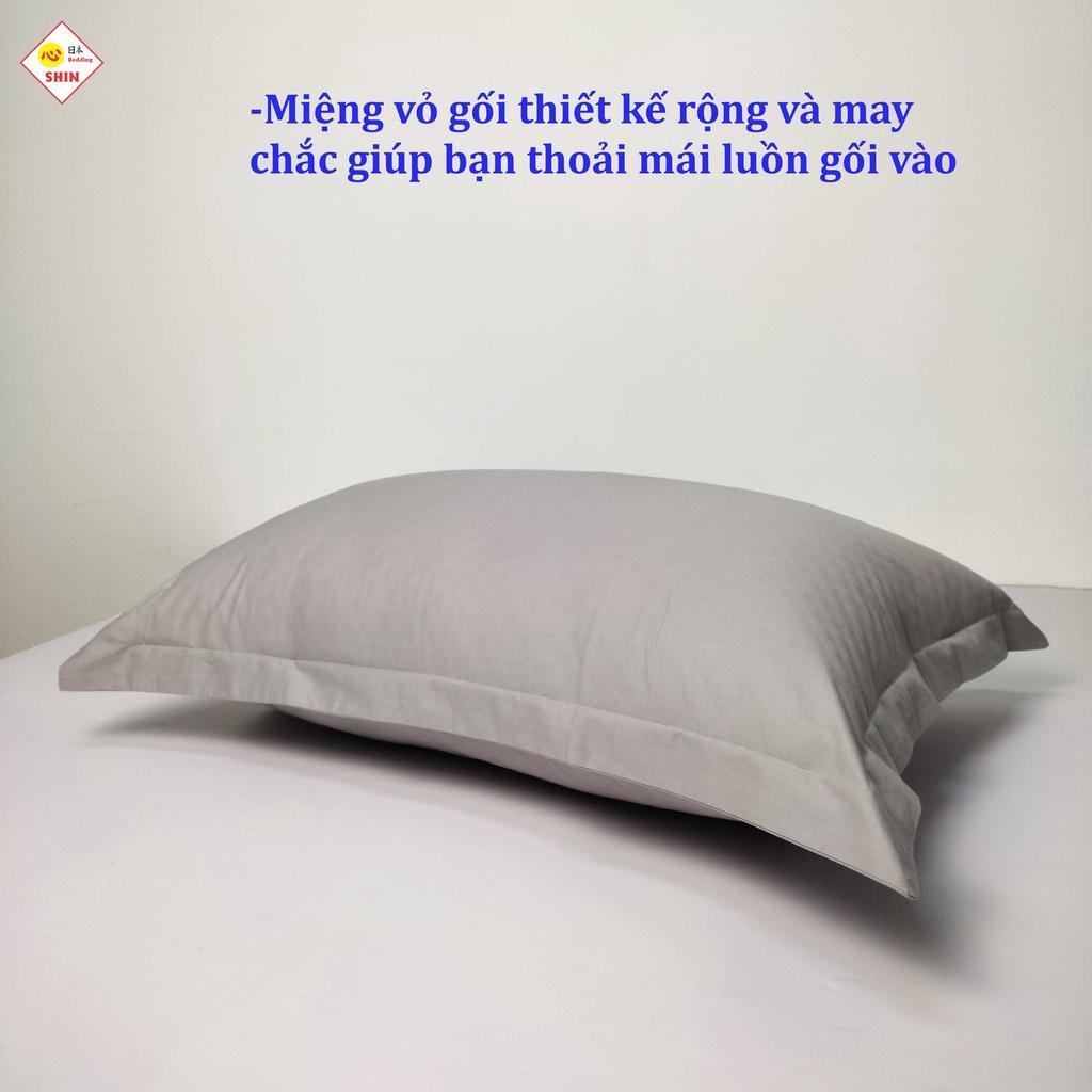 Vỏ gối cotton tự nhiên cao cấp 50x70cm màu xám