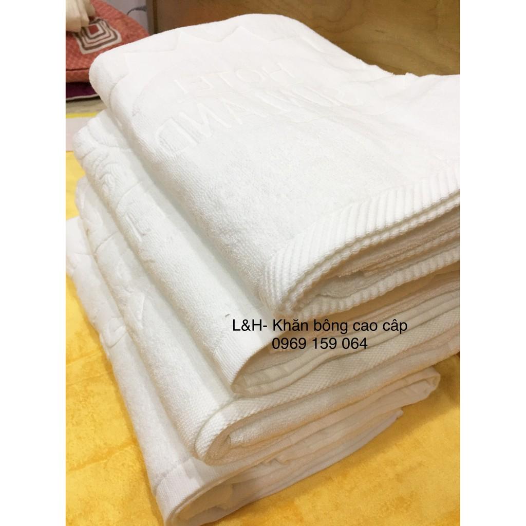 Khăn tắm trắng khách sạn logo 70x140cm,  530g