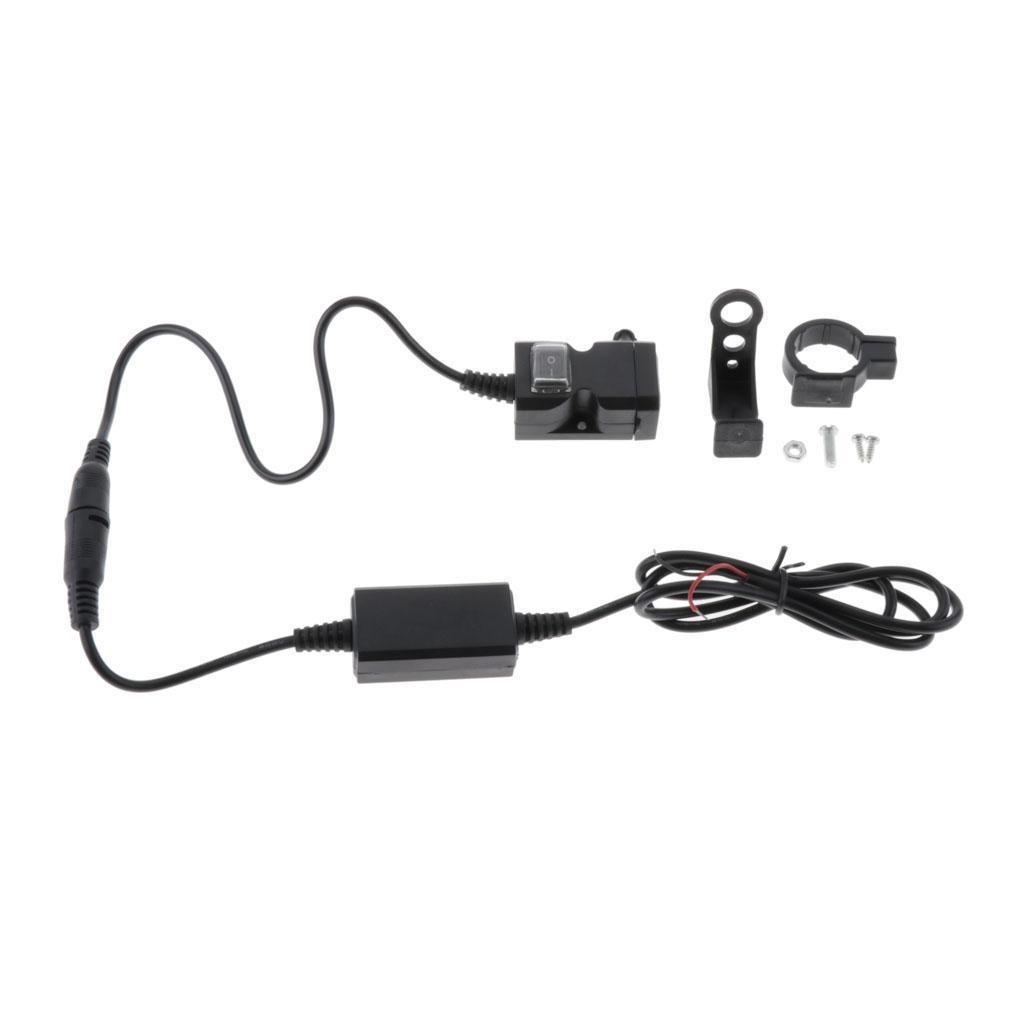 Waterproof Dual USB Handlebar Charger Socket w/ Switch &Mount 12-24V